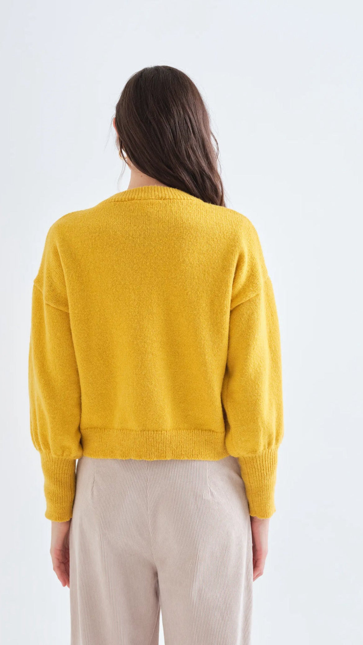 Jersey básico de punto amarillo