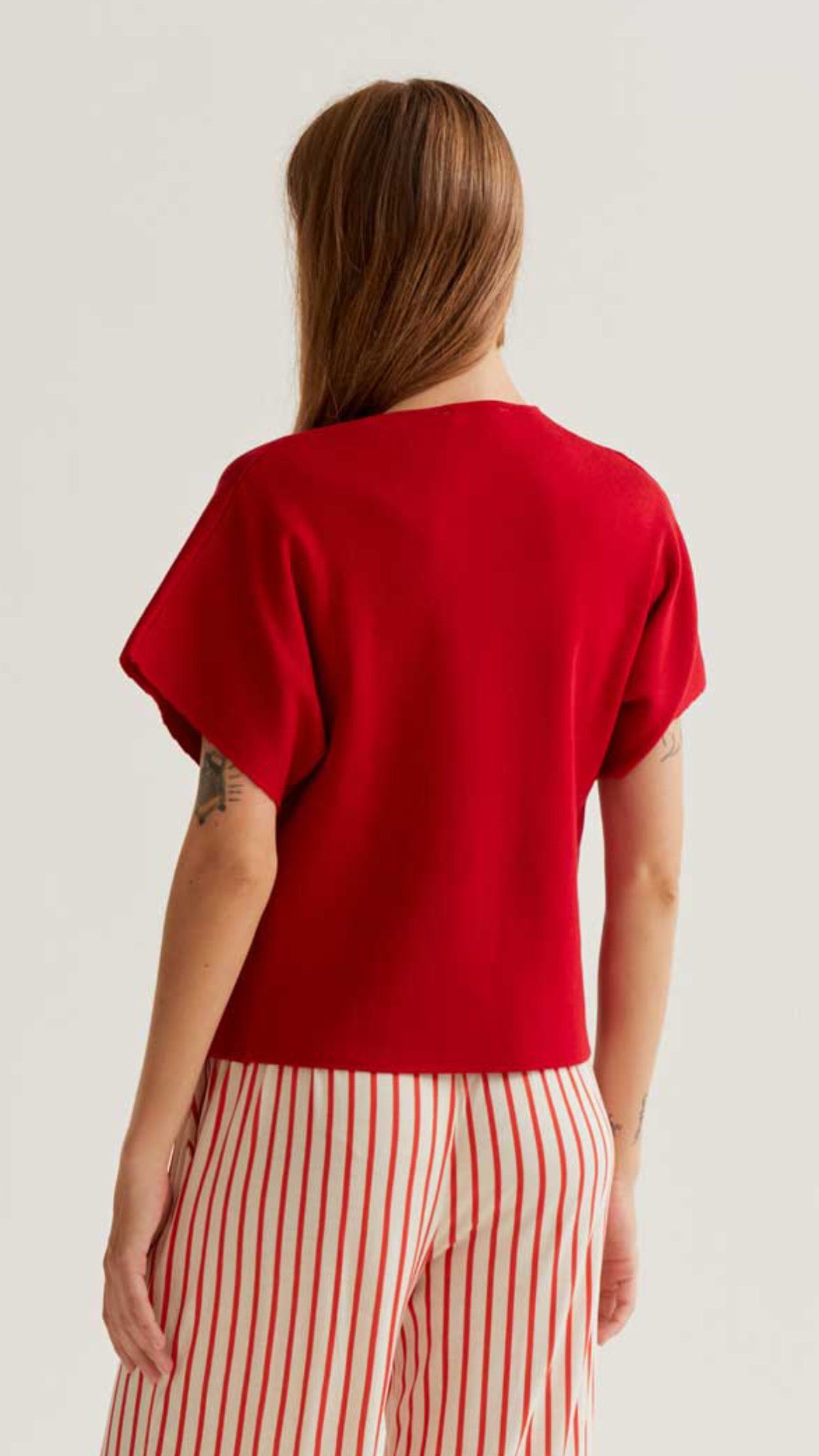 Cárdigan de punto rojo (R)
