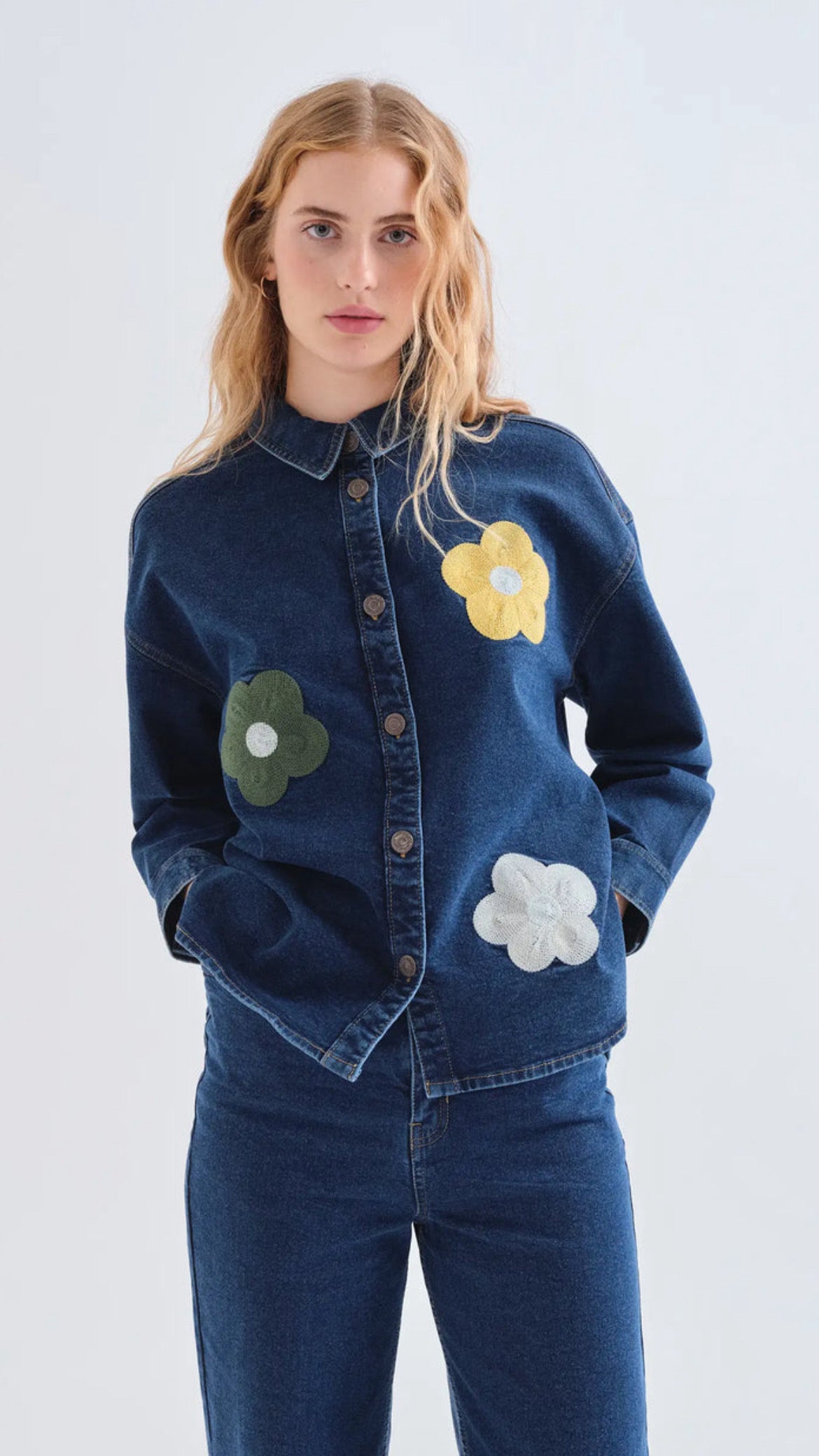 Camisa vaquera azul con estampado Euphonia