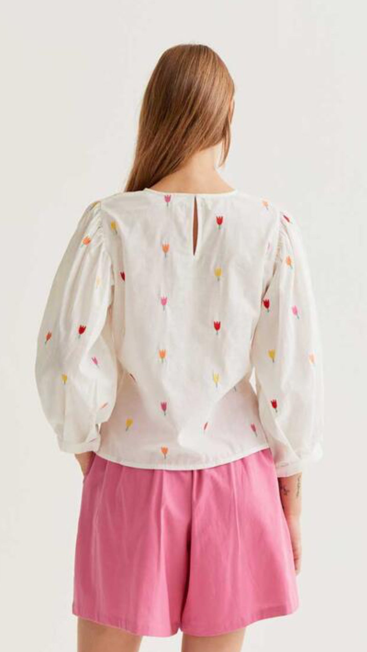 Top 100% algodón con estampado Multi Tulip