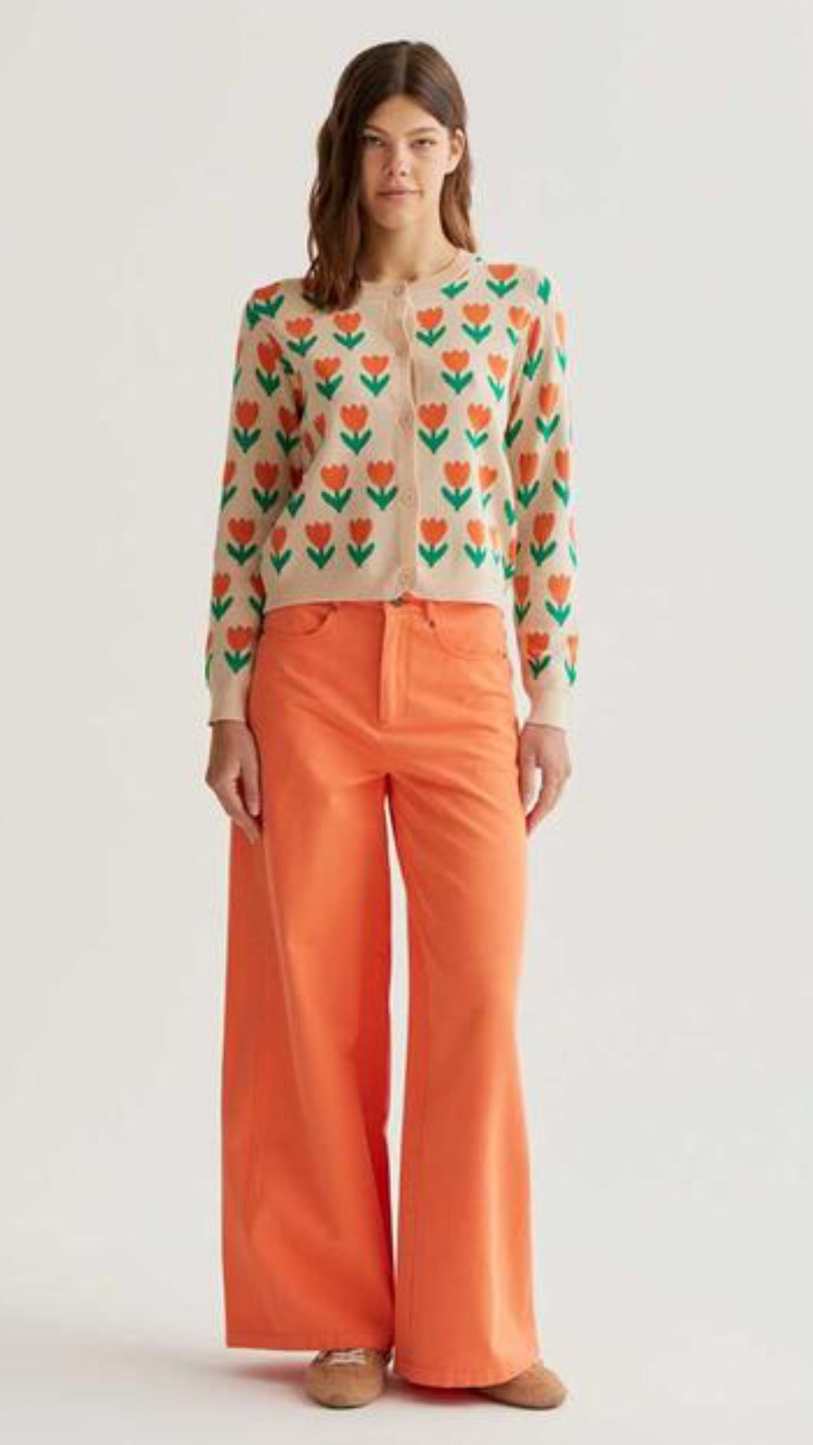 Cárdigan punto con estampado Orange Tulip