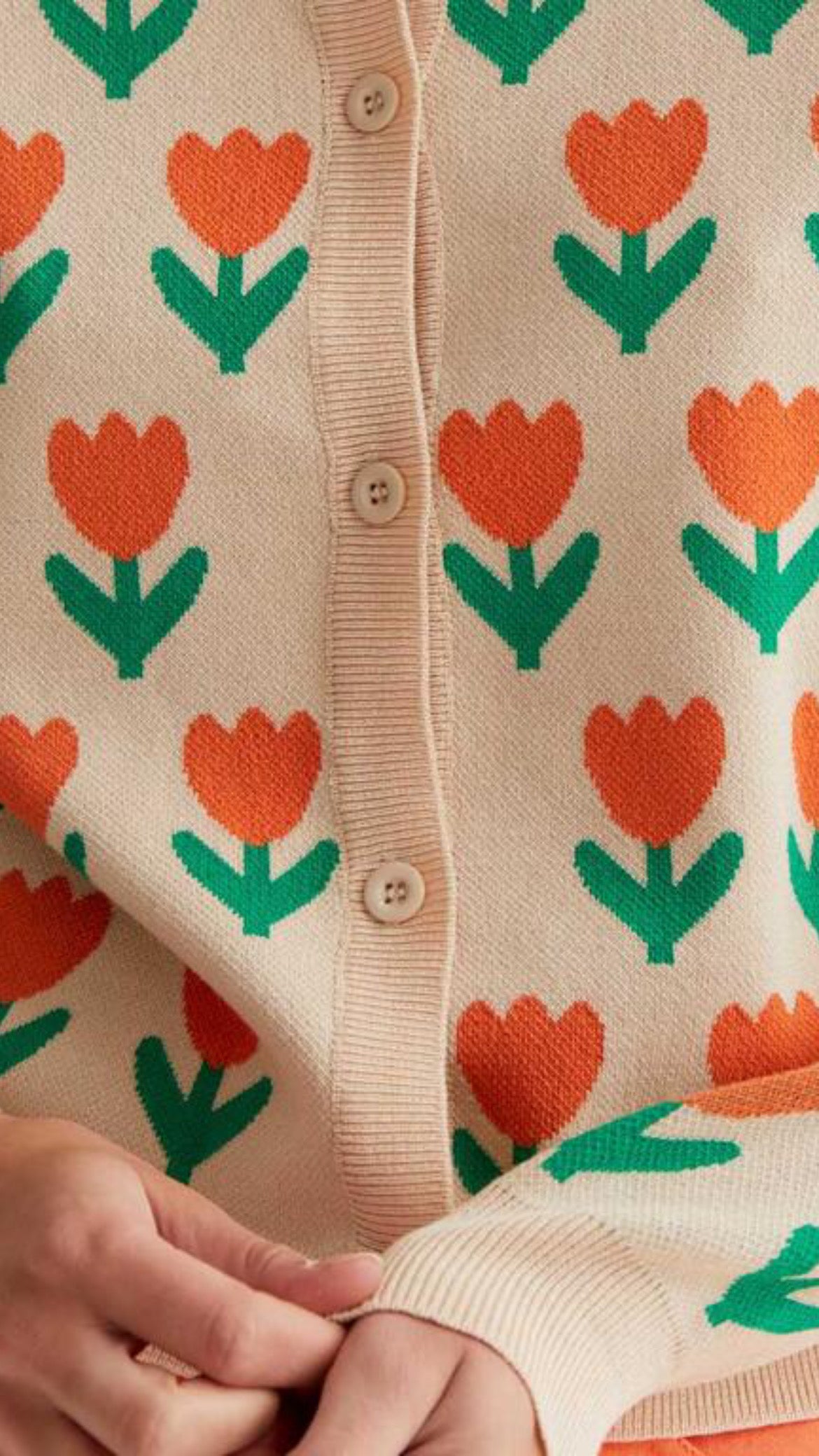 Cárdigan punto con estampado Orange Tulip