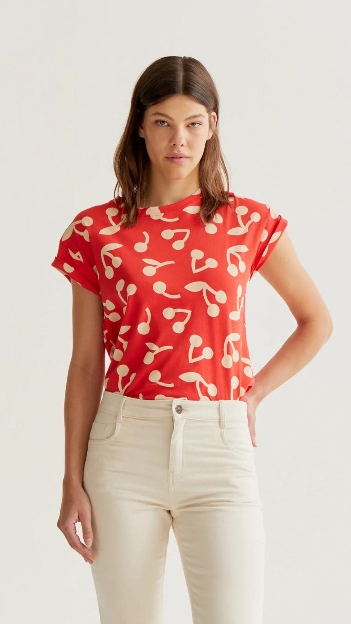 Camiseta con estampado Red Guinda