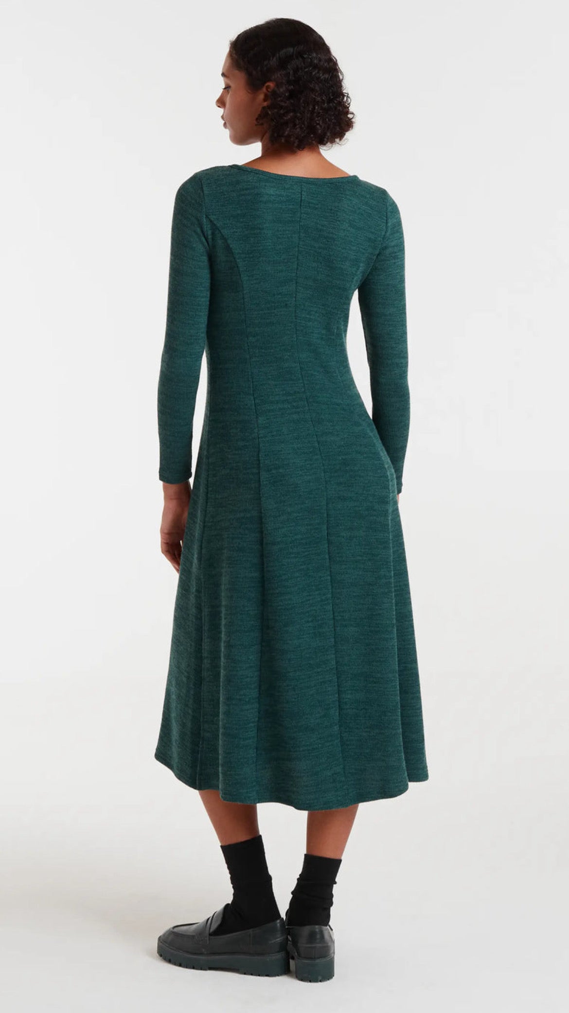 Vestido midi canalé verde