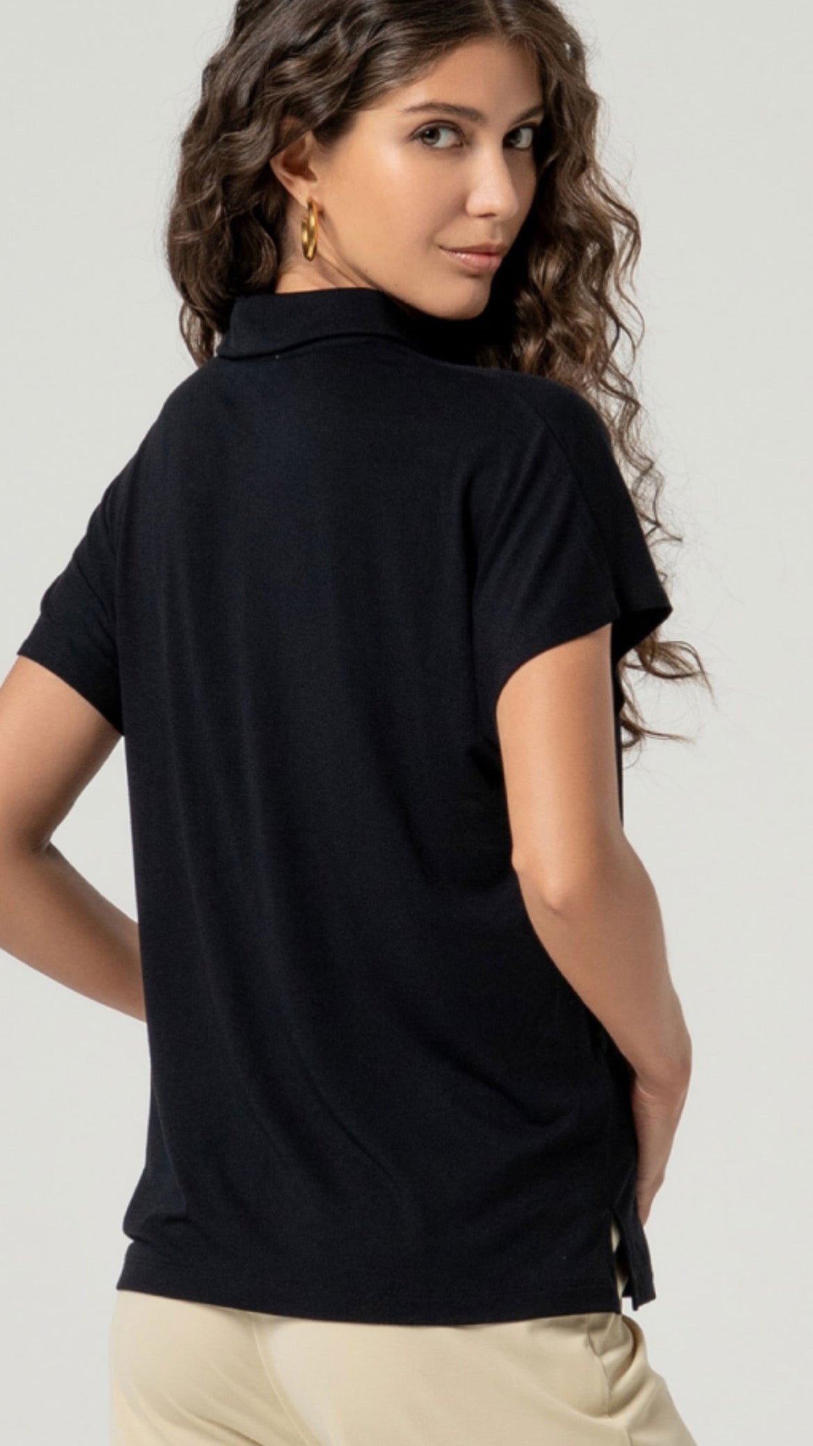 Camisa manga corta bambú Negro (R)