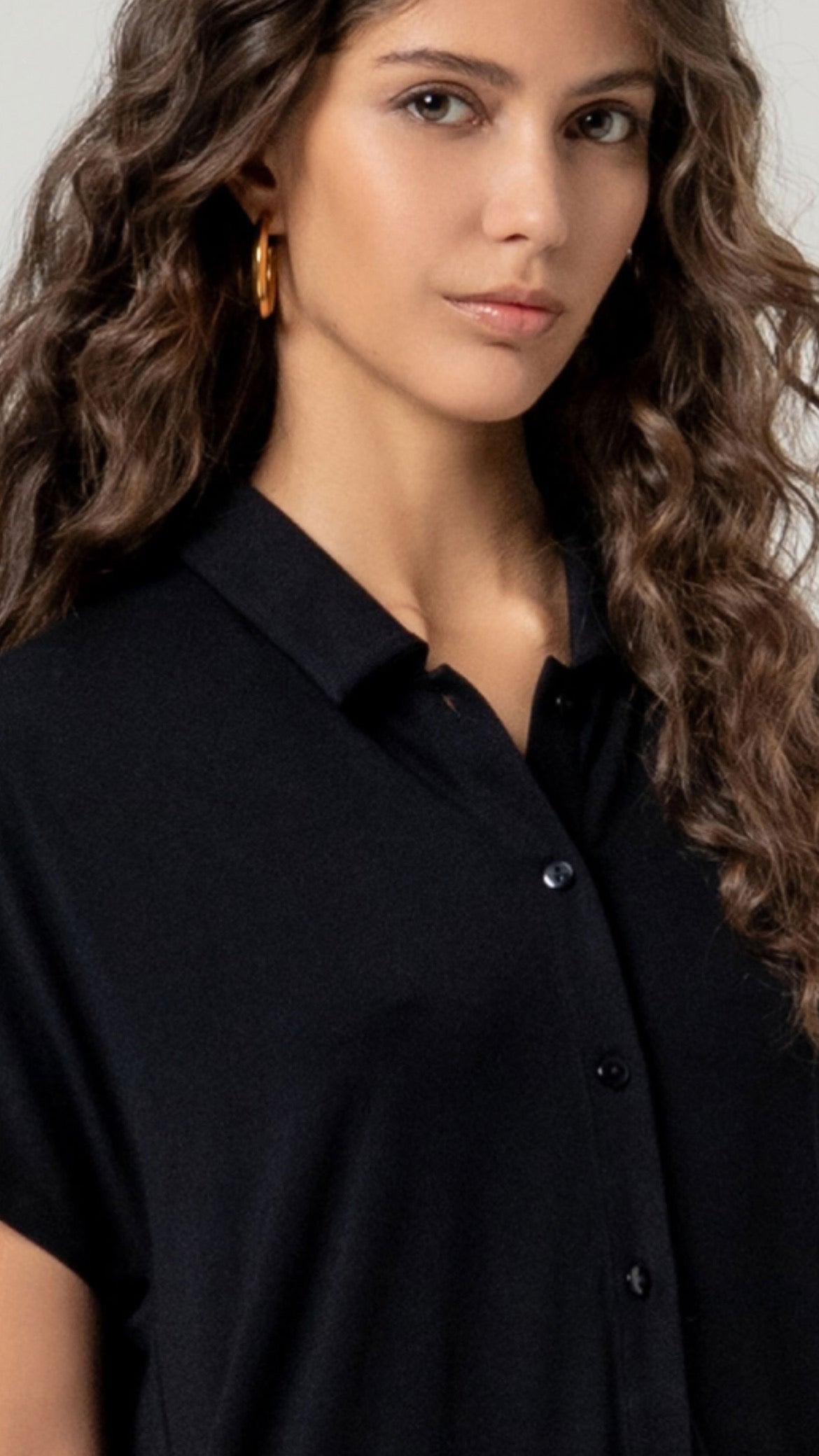 Camisa manga corta bambú Negro (R)