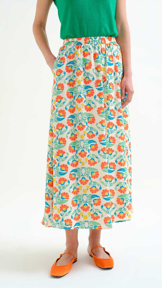 Falda larga con estampado Small Royal