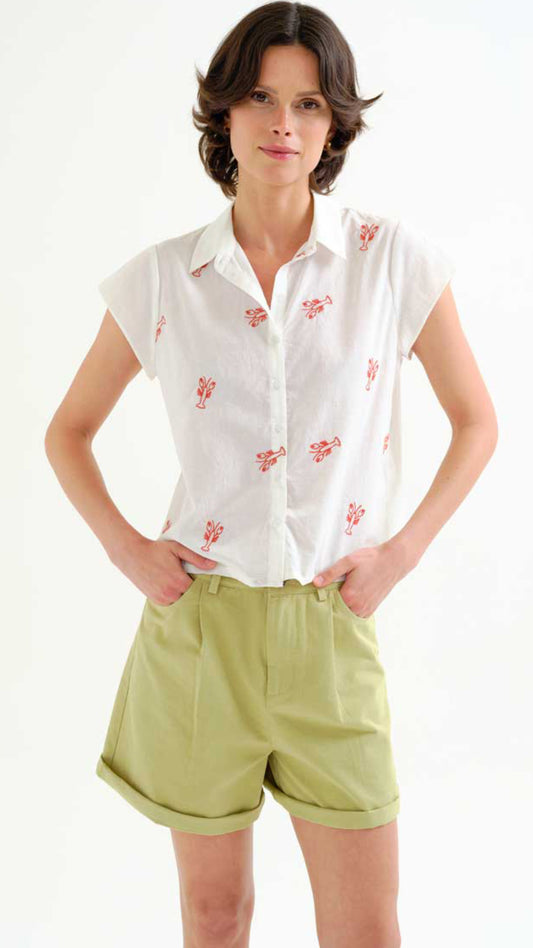Camisa con bordado Langosta roja