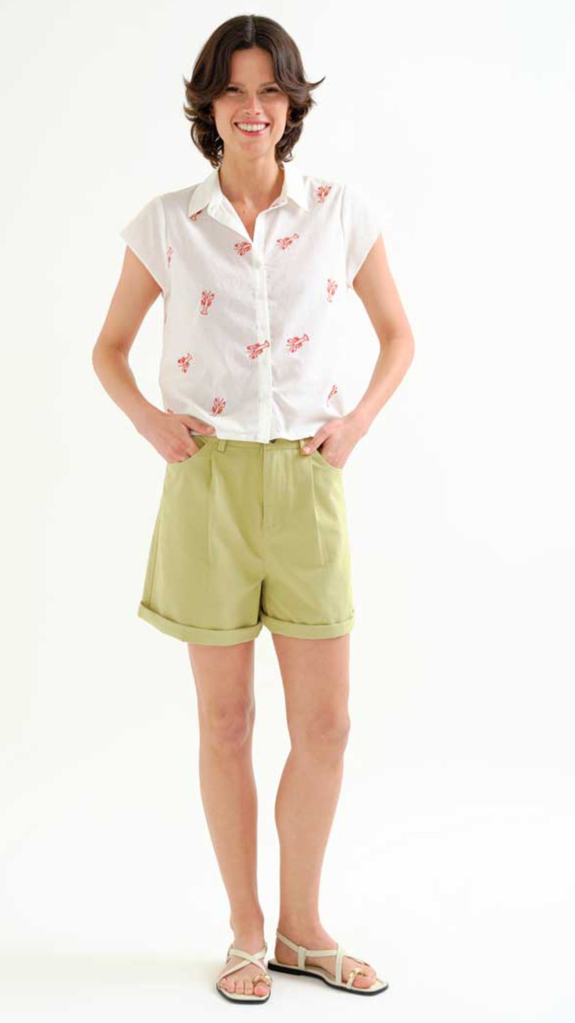 Camisa con bordado Langosta roja
