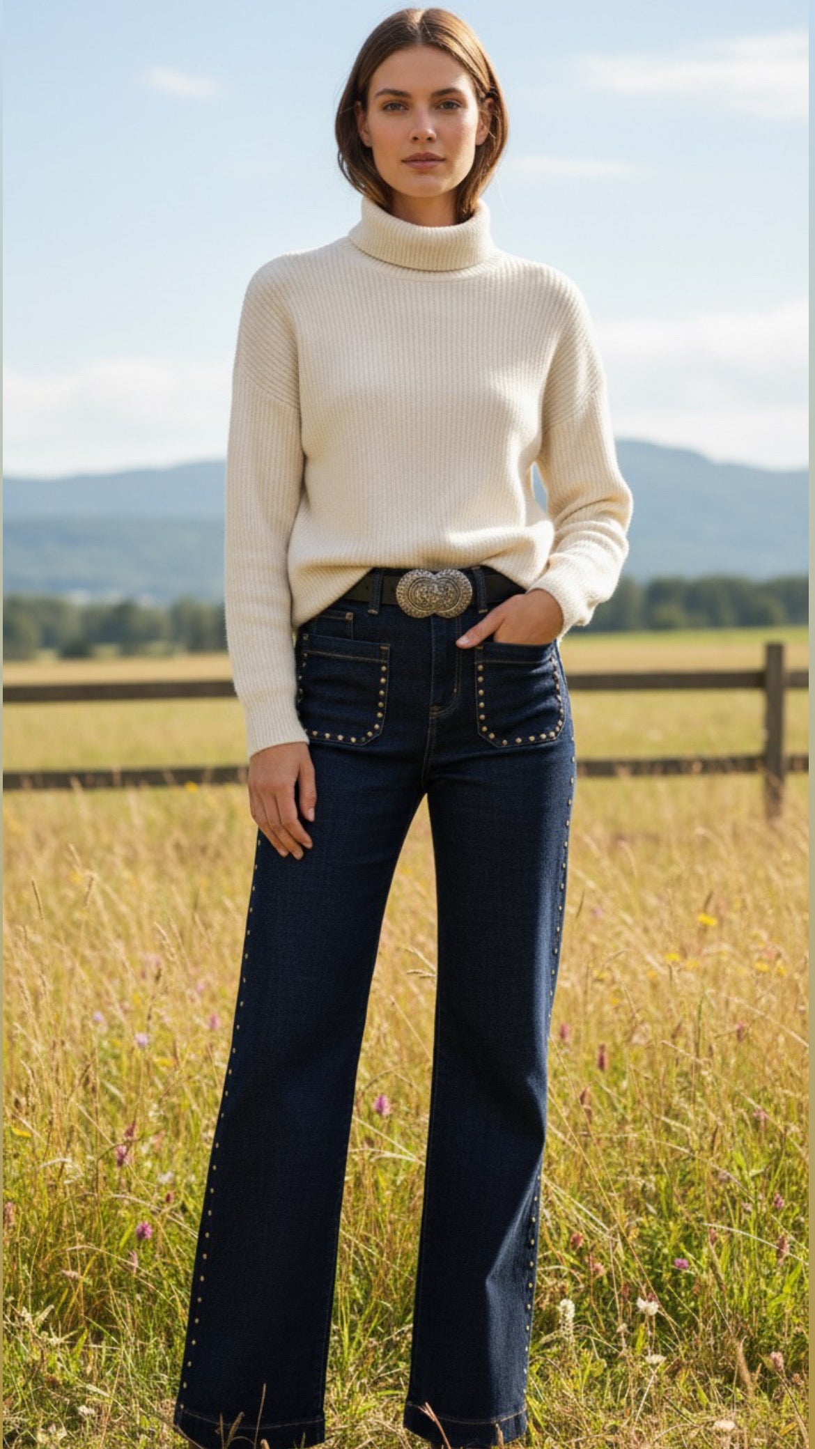 Jeans Tachuelas Oscuro