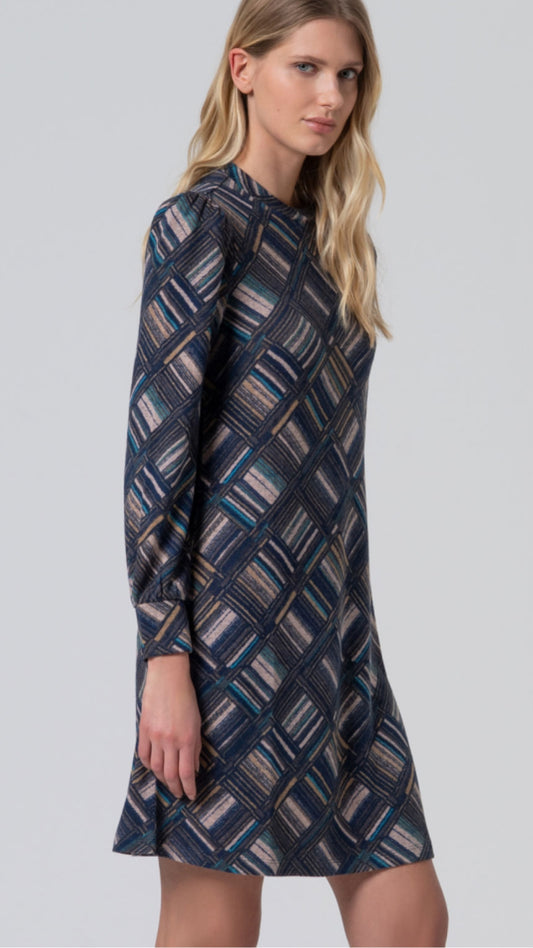 Vestido corto geométrico Azul