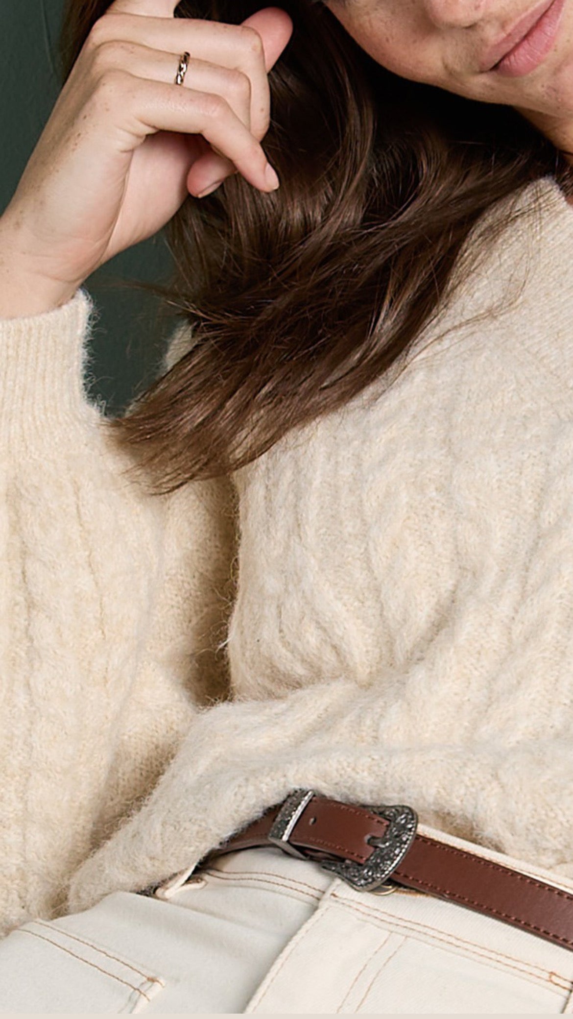 Jersey grueso con textura aranesa Arena