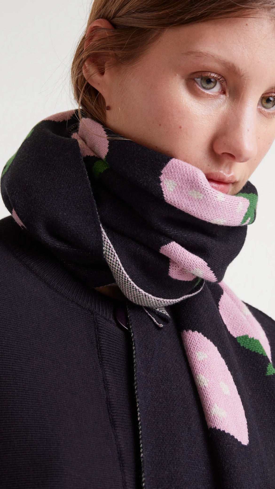 Bufanda de punto jacquard estampado morando