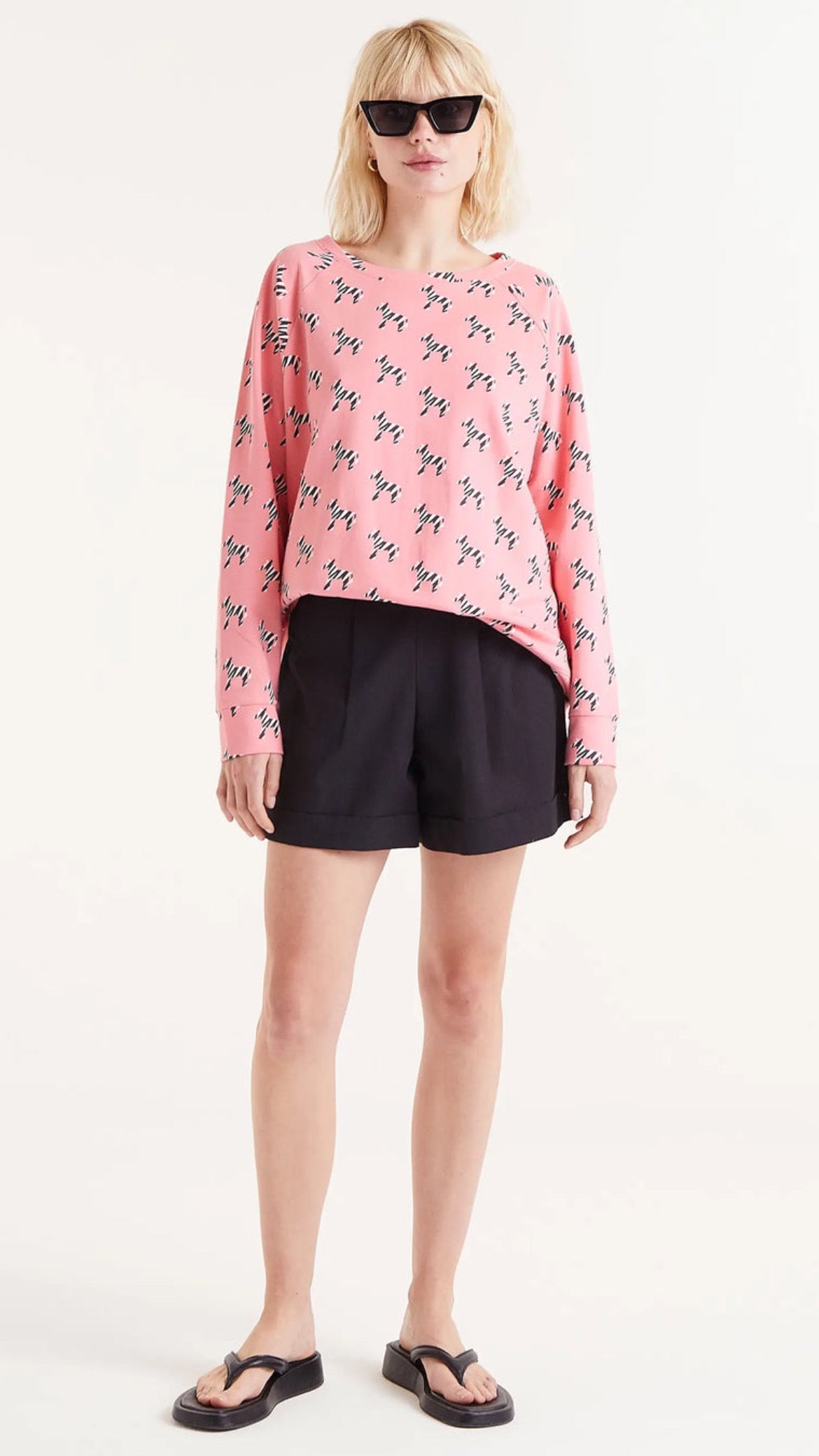 Sudadera de Felpa de Algodón con Estampado de Cebras