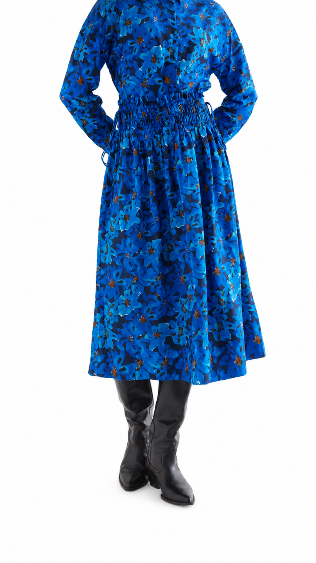 Falda midi Clematis azul de Compañía Fantástica, vista frontal