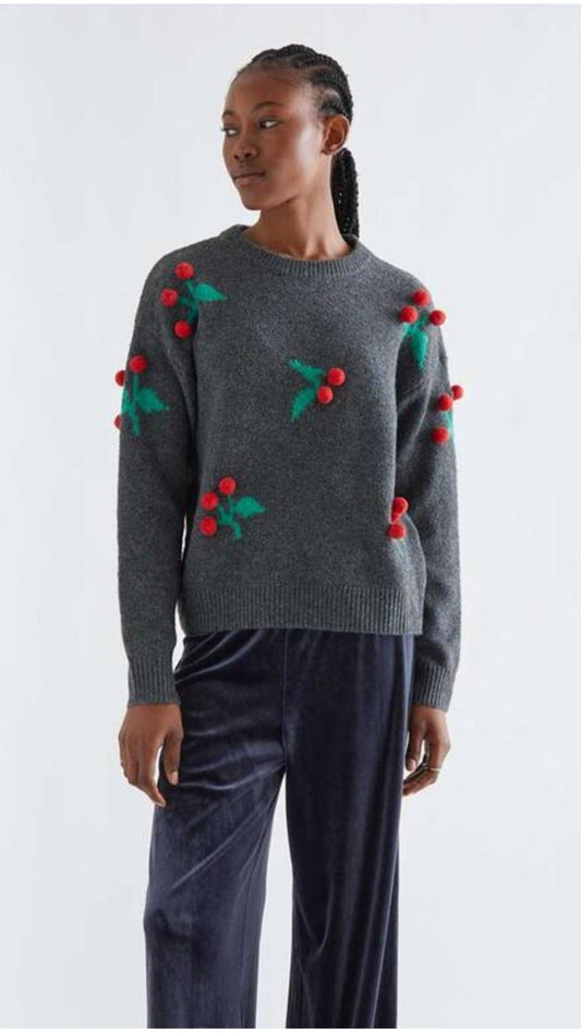 Jersey gris con cerezas en relieve | imagen 1